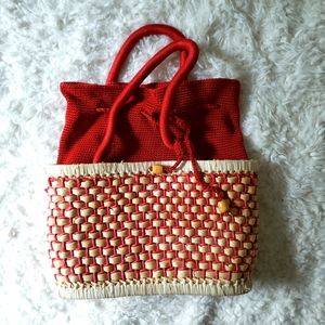 🪩 vintage the sak • woven basket style purse